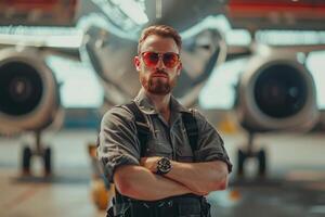 AI generated Innovative Airplane engineer. Generate ai photo