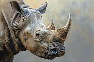 AI generated Majestic African rhino head. Generate Ai photo