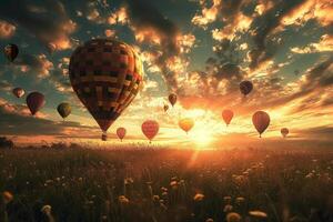 AI generated Spectacular Air balloons fly dream. Generate Ai photo