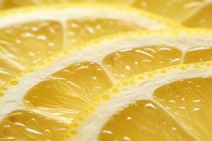 AI generated A macro shot of a sliced lemon with textured skin. Generative AI photo