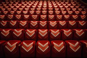 AI generated Cinema seats in a symmetrical pattern. Generative AI photo