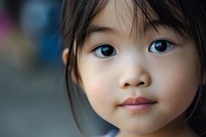 ai generado alegre contento asiático linda niño. generar ai foto