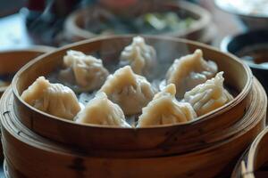 AI generated Delicate Asia steamed dumplings. Generate Ai photo