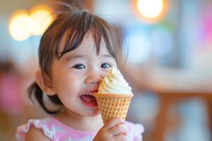 AI generated Unique Asian baby ice cream. Generate Ai photo
