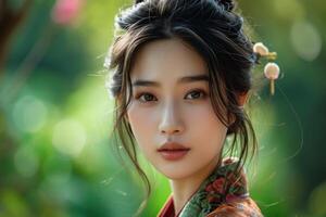 AI generated Elegant Asian beautiful woman. Generate Ai photo