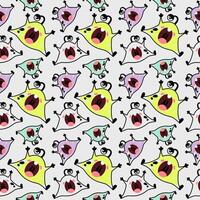 Funny seamless pattern for kids with aliens. Nursery design for baby boys. Different simple cute monsters. Minimalist print for children's clothing. vector