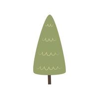 Simple cute pine tree. Doodle flat element of forest, garden or farm. Green plant. vector