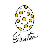 Cute Easter egg in polka dots. Manual lettering with the word Easter vector