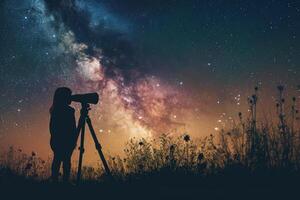 AI generated Vast Astronomer starry sky blue night. Generate Ai photo