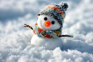 AI generated Little snowman. Generate ai photo