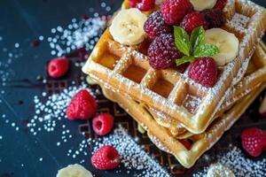 AI generated Delicious Bakes waffles morning. Generate Ai photo