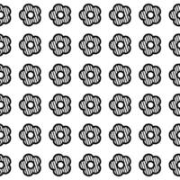 Daisy flower seamless pattern. Black flower on white background. Flat illustration images vector