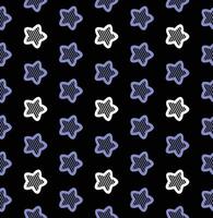 Purple and white stars seamless pattern on black background vector