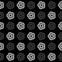 margarita flor sin costura modelo. blanco y negro flor en negro antecedentes. plano ilustración imágenes vector
