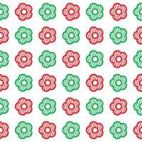 Daisy flower seamless pattern. Red and green flower on white background. Flat illustration images vector