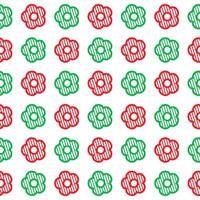 Daisy flower seamless pattern. Red and green flower on white background. Flat illustration images vector