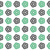 Daisy flower seamless pattern. Green and black flower on white background. Flat illustration images vector