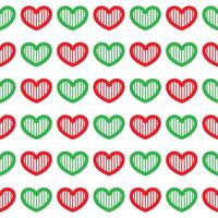 Green and red heart seamless pattern on white background vector