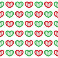 Green and red heart seamless pattern on white background vector