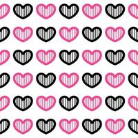 Pink and black heart seamless pattern on white background vector
