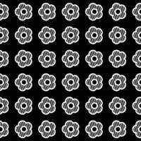 Daisy flower seamless pattern. White flower on black background. Flat illustration images vector