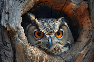 AI generated Owls hole. Generate Ai photo