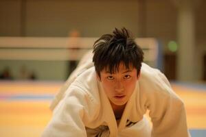 AI generated Asian man judo. Generate Ai photo