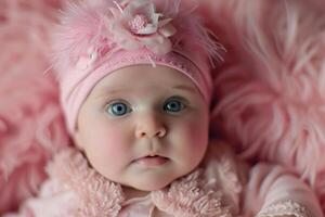 AI generated Baby dressed pink. Generate Ai photo
