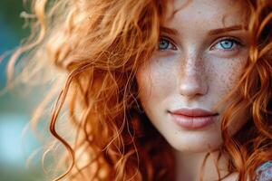 AI generated Red haired woman. Generate Ai photo