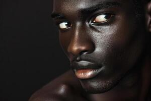 AI generated African model glossy man. Generate Ai photo