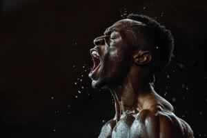 AI generated Athlete scream energy strong. Generate AI photo