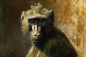 AI generated Medieval monkey baboon shot. Generate Ai photo