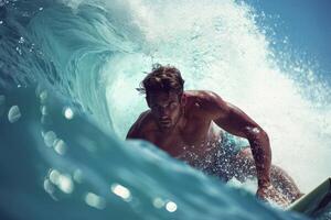 AI generated Attractive male surf. Generate Ai photo