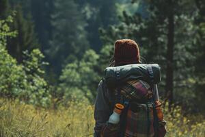 AI generated Backside hiker. Generate Ai photo