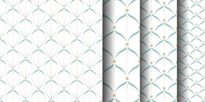 Set of seamless geometric pattern. Elegant simple fashion fabric print. Vector repeating tile texture. Roof tiling or fish squama shapes motif for wallpaper, textile, curtain.