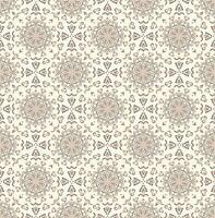Abstract geometric seamless pattern. Oriental texture, elegant lace backdrop. Indian traditional background. Subtle beige ornament, modern design for fabric, wallpaper, linen. Mandala pattern. vector