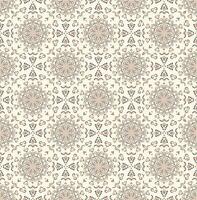 Abstract geometric seamless pattern. Oriental texture, elegant lace backdrop. Indian traditional background. Subtle beige ornament, modern design for fabric, wallpaper, linen. Mandala pattern. vector