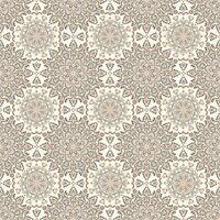 Abstract geometric seamless pattern. Eastern texture, elegant lace backdrop. Oriental traditional background. Subtle beige ornament, repeat tiles, design for fabric, wallpaper, linen. Mandala pattern. vector
