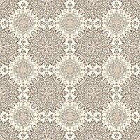 Abstract geometric seamless pattern. Eastern texture, elegant lace backdrop. Oriental traditional background. Subtle beige ornament, repeat tiles, design for fabric, wallpaper, linen. Mandala pattern. vector