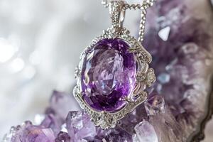 AI generated Amethyst gemstone. Generate Ai photo