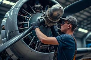 AI generated Airplane engineer. Generate ai photo