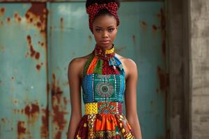 AI generated African women traditional cloth. Generate Ai photo