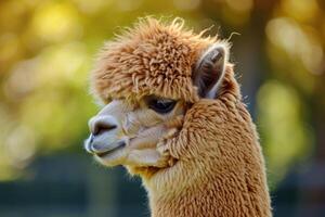 AI generated Alpaca domestic farm. Generate Ai photo