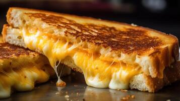 AI generated Greasy and cheesy grilled cheese sandwich. Generative AI photo