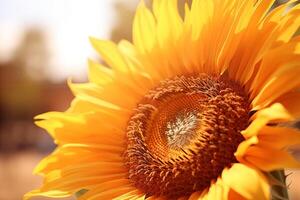 AI generated A close-up of a sunflower in the afternoon sun. Generative AI photo