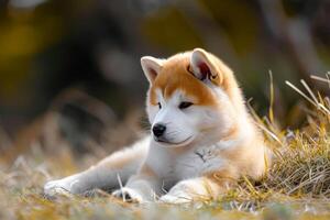 AI generated Akita inu puppy. Generate Ai photo