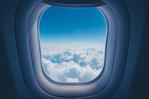 AI generated Airplane window. Generate Ai photo