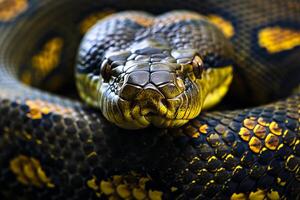 AI generated Anaconda snake macro. Generate Ai photo