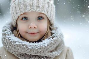 AI generated Child winter happy. Generate Ai photo