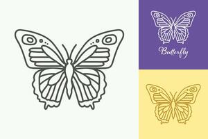 A butterfly is drawn in a series of three different colors vector